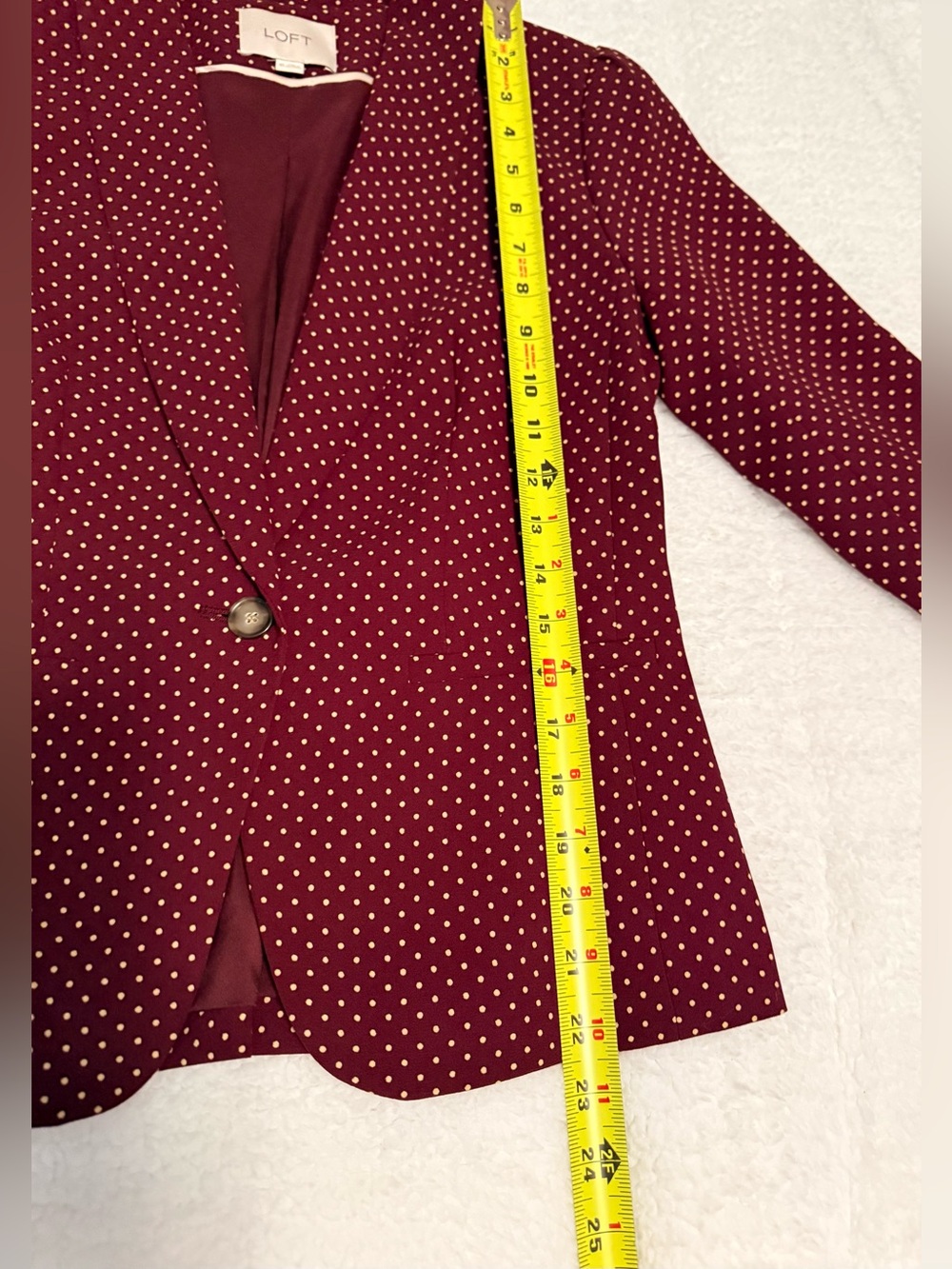LOFT Ann Taylor Burgundy Polka Dot Single-Button Blazer Size XS - Picture 7 of 7